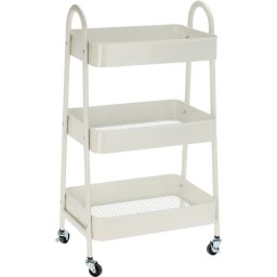 Cărucior metalic de bucătărie Storage Solutions cu 3 rafturi 44 x 31,5 x 79,5 cm, alb, alb