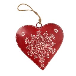 Inimă suspendată de tablă InDecor Folk, 20 x 7 x 20 cm, L