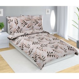 Lenjerie de pat din bumbac Bellatex Frunză gri, 140 x 200 cm, 70 x 90 cm, 140 x 200 cm, 70 x 90 cm