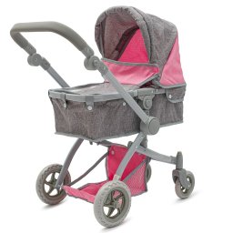 Baby Mix Cărucior pentru păpuși 2 în 1 Sophie roz - gri, 63,5 x 37 x 63,5 cm