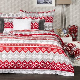Lenjerie de pat din bumbac Crăciun 4Home Red Nordic, 140 x 220 cm, 70 x 90 cm