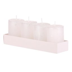 Set lumânări de Advent alb, 4 buc, parafină, 8 cm, alb