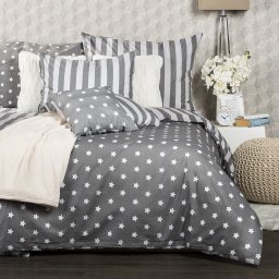 4Home Lenjerie pat bumbac Stars gri, 1 pers., 140 x 220 cm, 70 x 90 cm
