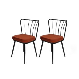 Set de scaune de sufragerie Yildiz Tile Red andBlack, 2 buc., portocaliu, 2 buc.