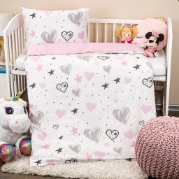 Lenjerie de pat copii, din bumbac, 4Home Little heart, 100 x 135 cm, 40 x 60 cm