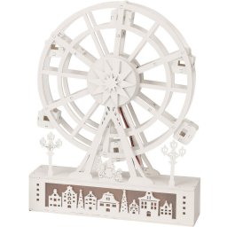 Decorațiune rotativă luminoasă de Crăciun Orașul, 26,5 x 5,5 x 20 cm, 4x LED, lemn