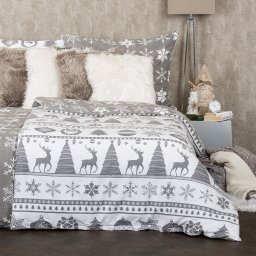 Lenjerie de pat din bumbac flanelCrăciun 4Home Christmas Time, gri, 140 x 200 cm, 70 x 90 cm