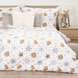 Lenjerie de pat din flanel 4Home Golden XmasNight,, 140 x 220 cm, 70 x 90 cm