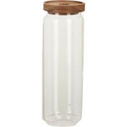 Borcan de sticlă cu capac din lemn de acacia 1300 ml, 1,7 l