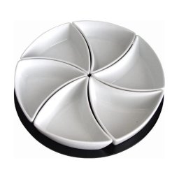 Set de 6 boluri cu tavă TORO, ceramică/lemn