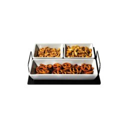 Set de boluri cu tavă TORO, 3 piese, ceramică/lemn