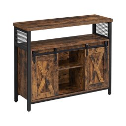 Comodă FIRA cu uși culisante, 100 x 80 x 33 cm, maro/negru