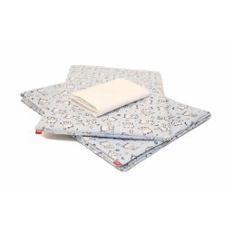 Lenjerie pat copii baby bear albastru, din bumbac 70x120 cm, 100x135 cm set 4 piese