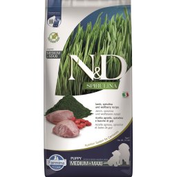 FARMINA N&D Spirulina Puppy Medium&Maxi Lamb & Wolfberry 7 kg Hrana catei talie medie si mare, cu miel si spirulina