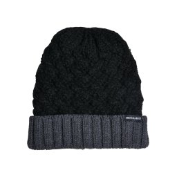 Braid Knit Beanie Black/Heather Grey