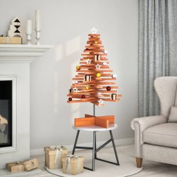 Brad de Craciun decorativ, maro ceruit, 100 cm, lemn pin masiv GartenMobel Dekor