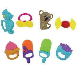 Set 8 jucarii zornaitoare cu suprafete moi siliconate pentru dentitia bebelusilor
