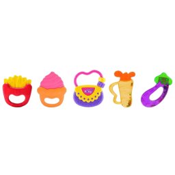 Set 5 jucarii zornaitoare cu suprafete moi siliconate pentru dentitia bebelusilor