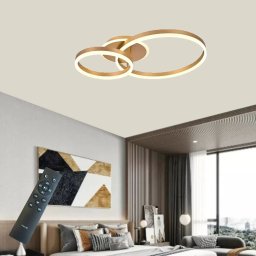 Lustra Led Moderna Cu Inele Aurii, Telecomanda , 2X61W, Lumina Reglabila 3000–6500K