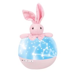 Lampa de Veghe Portabila Rotativa cu Proiectii, Melodii si Bluetooth , Model Iepuras, 25x13 cm