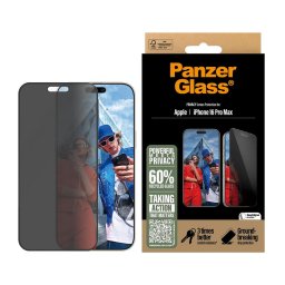 PanzerGlass Privacy - Folie protecție ecran din Sticlă securizată - compatibil cu Apple iPhone 16 Pro Max UWF - Privacy