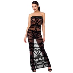Noir Handmade F358 Bondesque Opera Off-Shoulder Long Dress Black S