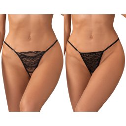Obsessive Bianca 2-pack Crotchless Thong Black XXL/3XL