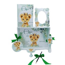 Set Taviță Moț (turtă), Pui de Leu, model personalizat cu 7 piese - FEIS505003