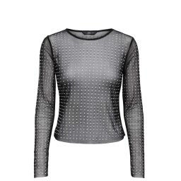 ONLY Top Onlhilen Ls Rhinestone Mesh 15358317 C-N10 black/rhinestones