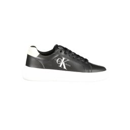 Calvin Klein Women's CHUNKY CUPSOLE LACEUP LTH ML MTL Sneaker-Black