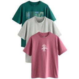 Next Tricou albastru fumuriu / verde smarald / roz