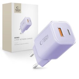 Husa Încărcător de rețea Tech-Protect NCM33 cu 2 porturi, PD 33W / QC3.0, baby purple