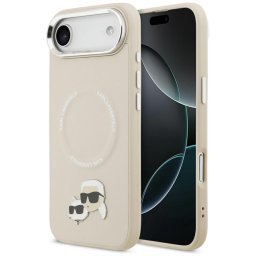 Husa Husa iPhone 17 Air - Karl Lagerfeld Leather K&C Pins MagSafe (KLHMP17MPSMLRKCE) - Beige