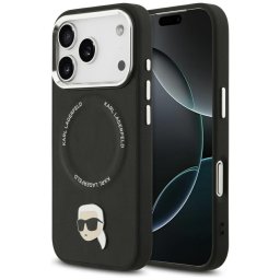 Husa Husa iPhone 17 Pro - Karl Lagerfeld Leather Karl Pin MagSafe (KLHMP17LPSMLRKLK) - Black