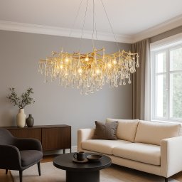 Candelabru Lux Cu 176 Cristale, 12 X E14, Design Aur Oxidat, Ø800 Mm