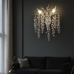 Aplica Led Cu Cristale K9, 2 Surse X E14, Finisaj Auriu, Ø30 Cm