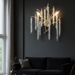 Aplica Led Cu Cristale K9, 2 Surse X E14, Finisaj Auriu, Ø30 Cm