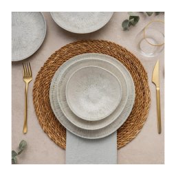 Set de veselă 24 piese, gri, din porțelan
