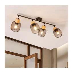 Brilagi - Plafonieră cu spoturi BASKLITE 4xE27/15W/230V lemn/negru