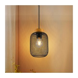 Brilagi - Lustră suspendată pe cablu BASKLITE 1xE27/15W/230V, lemn/negru