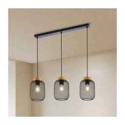 Brilagi - Lustră suspendată pe cablu BASKLITE 3xE27/15W/230V lemn/negru