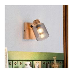 BRILAGI - Aplică de perete cu spot HYGGE 1xE14/15W/230V, lemn/fumuriu