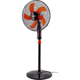 Ventilator cu picior Daewoo DDV166, 50 W, 40 cm, 3 trepte de putere, inaltime reglabila pana la 125 cm, gril frontal de protectie, oscilare la 90 grade, baza stabila, Negru/Orange