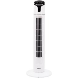 Ventilator tip turn Daewoo DDV200, 60 W, 3 trepte de putere, timer 15 ore, panou de control digital, telecomanda, oscilare la 60 grade, baza stabila, Alb