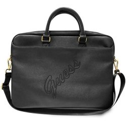 Geanta laptop, Guess, Piele ecologica, 16", Negru