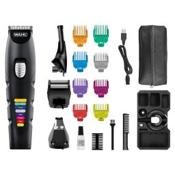 Aparat multiunctional Wahl Color Trim Advanced multigroomer 09893-0464, 100 – 240 V, 50-60 Hz, husa inclusa, Negru