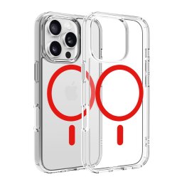 Husa transparenta Dviced pentru iPhone 16 Pro, MagSafe, rosu