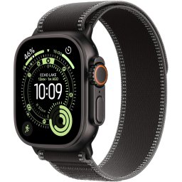Apple Watch Ultra 3, GPS + Cellular, Carcasa Black Titanium 49mm, Black/Charcoal Trail Loop - S/M
