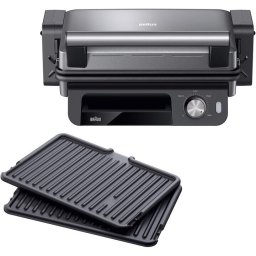 Gratar electric multifunctional Braun MultiGrill CG5033, 0X17900014, Putere 2000 W, 3 moduri de gatire, Temperatura maxima 230˚C, Argintiu/negru