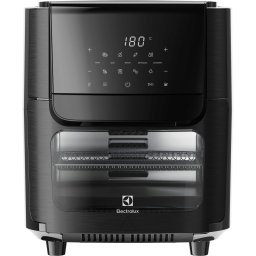 Friteuza cu aer cald Electrolux 800 EAF12B, 1800W, capacitate 12 l, 5 moduri de gatit, 7 programe, display digital, rotisor, tava coacere, rafturi cu sita, Negru